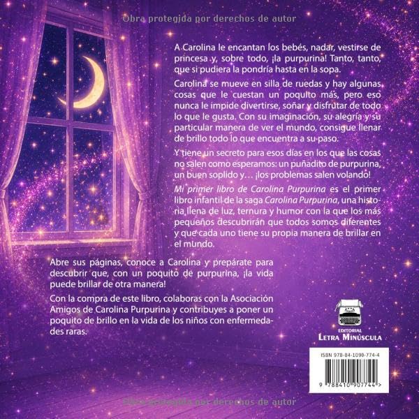 Quatrième de couverture de « Mi primer libro de Carolina Purpurina », édition espagnole